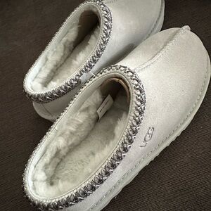 UGG Kids Gray Slippers with Silver Accents